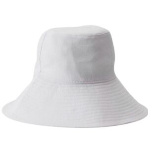 Wide Brim Bucket Hat Summer Sun Protection White Cotton Blend One Size